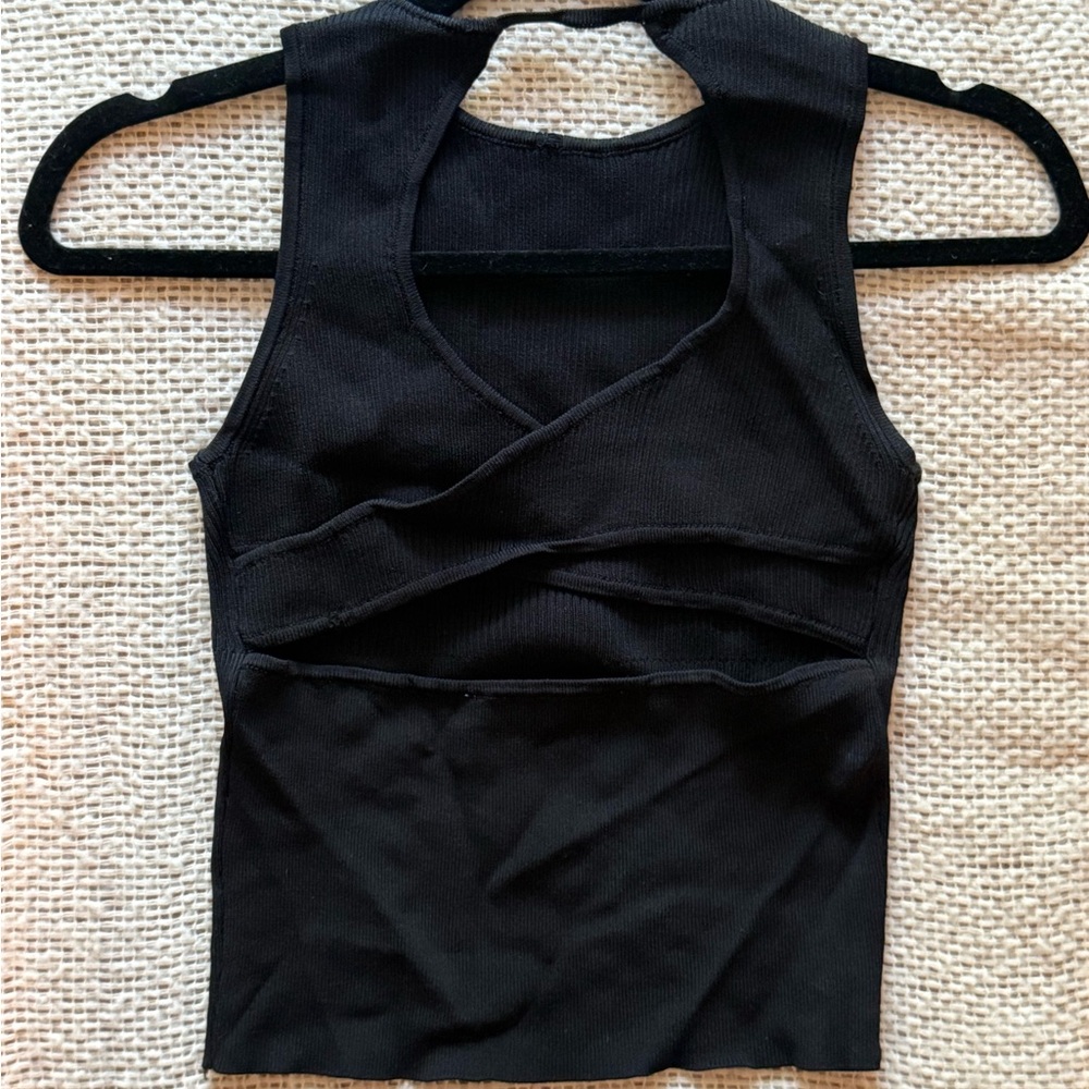 Zara Black Ribbed Knit Top